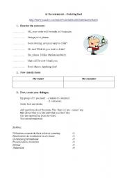 English Worksheet: Role play - At the restaurant