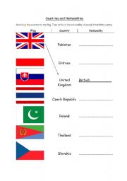 English worksheet: Countries and Nationalities