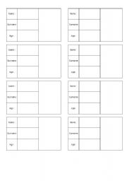 English worksheet: d cards