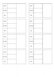 English Worksheet: d cards