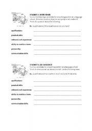 English worksheet: job interview