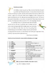 English Worksheet: Peter Pan (matching meanings)