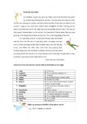 English worksheet: Peter Pan (matching meanings)