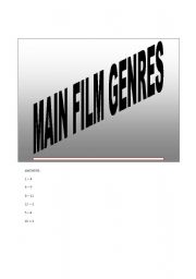 English Worksheet: MAIN FILMS GENRE GAME