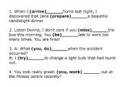 English Worksheet: Mixed Tenses Bingo