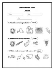 English worksheet: circle the food group