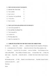 English worksheet: verb to be exercises