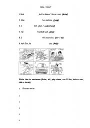 English worksheet: CAN CANT