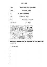 English Worksheet: CAN CAN´T