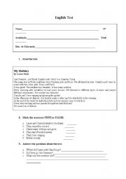 English worksheet: My holidays