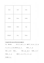 English Worksheet: vocabulary on possessions