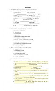 English Worksheet: Present, Past and future