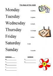 English Worksheet: The days of the week