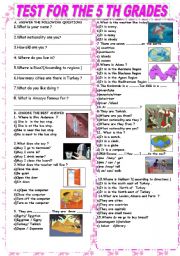 English Worksheet: Test for the 5 grades