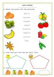 English Worksheet: FRUITS AND VEGETABLES