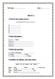 English Worksheet: STARTER