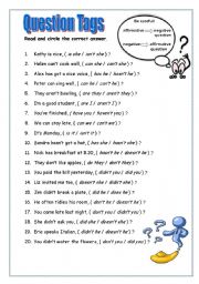 English Worksheet: Question Tags