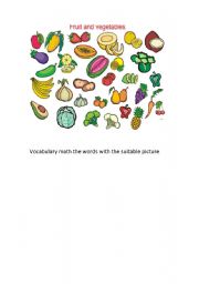 English worksheet: Fruits and Vegetables vocabulary
