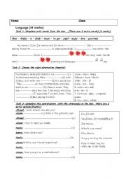 English Worksheet: 7th form mid term test 1