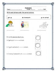 English Worksheet: dail routine