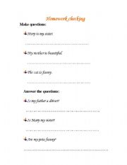 English Worksheet: check the verb to be