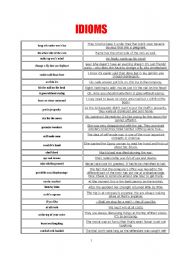 English Worksheet: IDIOMS