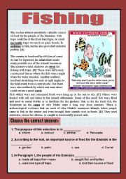 English Worksheet: Reading comprehension ( sea and fishing)