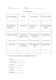 English Worksheet: find someone who