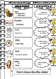 English Worksheet: amazing words