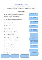English Worksheet: Time expressions - Various Tenses