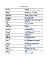 English Worksheet: vocabulary words