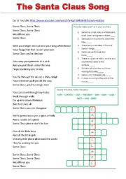 English Worksheet: The Santa Claus Song (activity for Youtube video)