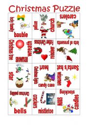 English Worksheet: Christmas Puzzle