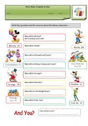English Worksheet: Age - disney characters