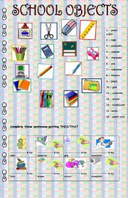 English Worksheet: School objects