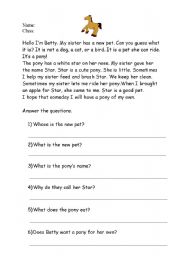English Worksheet: little pony