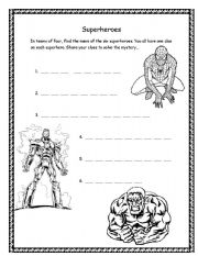English worksheet: Cooperative Learning - Superheroes