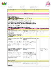 English Worksheet: lesson plan