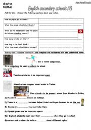 English Worksheet: English secondary school (2)