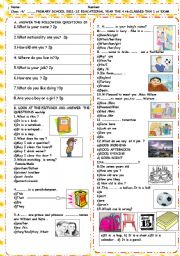 English Worksheet: Test for  the 4 th Classes
