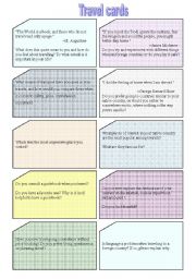 English Worksheet: 50 conversation cards I, travel 