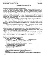 English Worksheet: second year exam first term