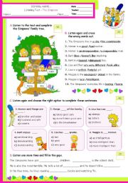 English Worksheet: The Simpson Family  -  Listening Test