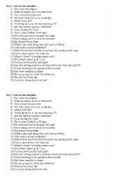 English Worksheet: Present and Past Simple / Continuous