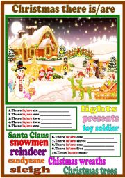 English Worksheet: Christmas-there is there are