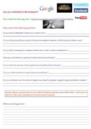 English Worksheet: Are you addicted to the internet? 