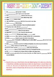 English Worksheet: AUXILIAR DO + DOES + DONT + DOESNT