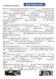 English Worksheet: Facebook manners