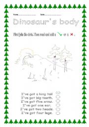 English Worksheet: dinosaurs body