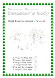 English worksheet: dinosaurs body